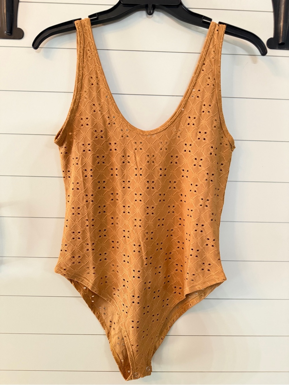 Forever 21 Tan Eyelet Bodysuit